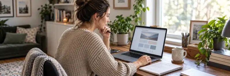 Person designing a digital product to sell through Pinterest traffic