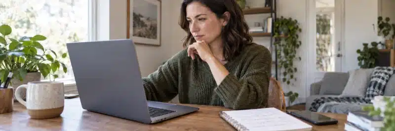 Person researching a product before deciding whether to promote it as an affiliate