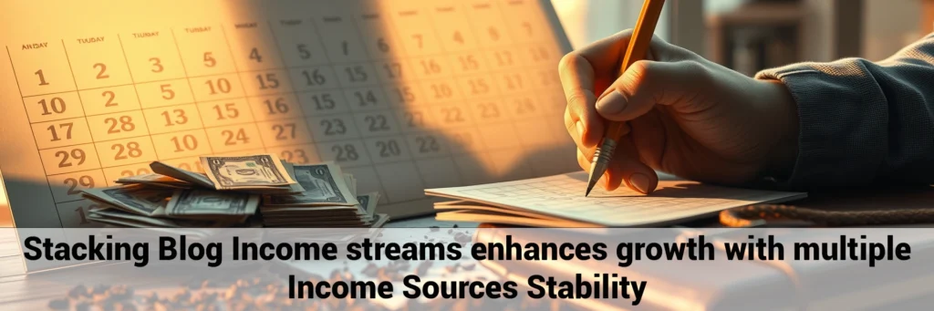 Stacking blog income streams enhances growth with multiple income sources stability