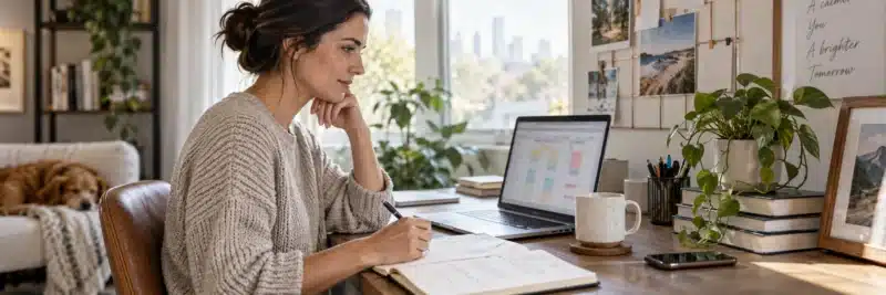 Person planning a content mix of reviews, comparisons, and guides for a niche site