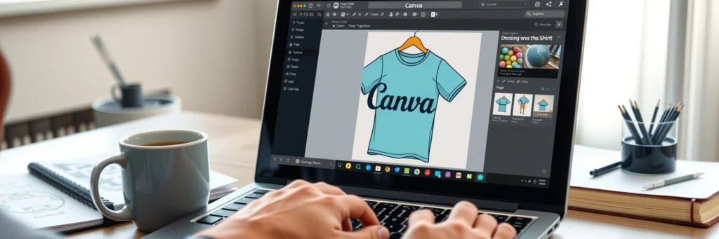 Photorealistic Image of Creating Designs for Print-on-demand Amazon.