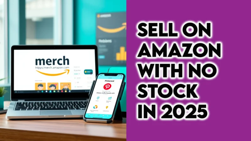 Photorealistic Image of Selling on Amazon with No Stock in 2025.  Thesidehustler.blog