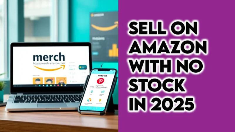 Photorealistic Image of Selling on Amazon with No Stock in 2025.  Thesidehustler.blog