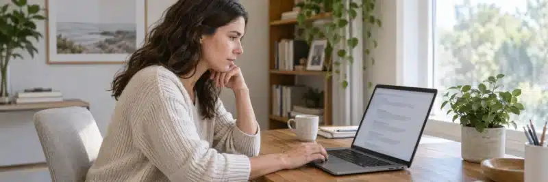 Person researching search competition before choosing a niche