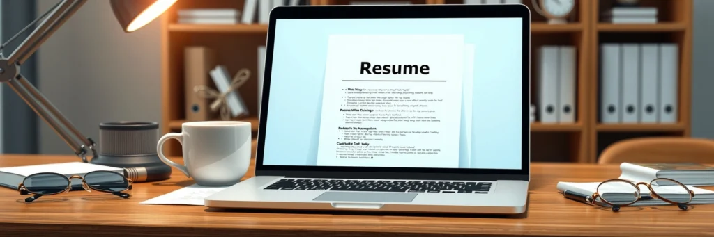 Freelance Writing Jobs for Beginners: 10 Easy Gigs to Start in 2025 5 Professional desk with a resume draft and laptop, highlighting freelance writing jobs for beginners in resume writing