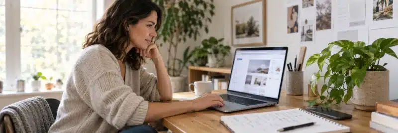 Person setting up a blog as a destination for Pinterest traffic