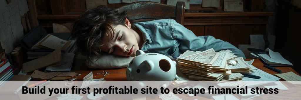 Build your first profitable site to escape financial stress