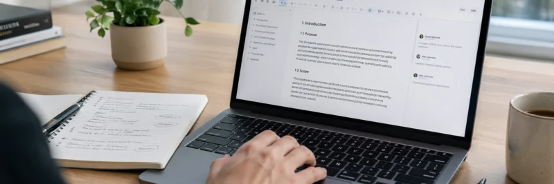 Laptop and notebook showing editing process for AI content creation
