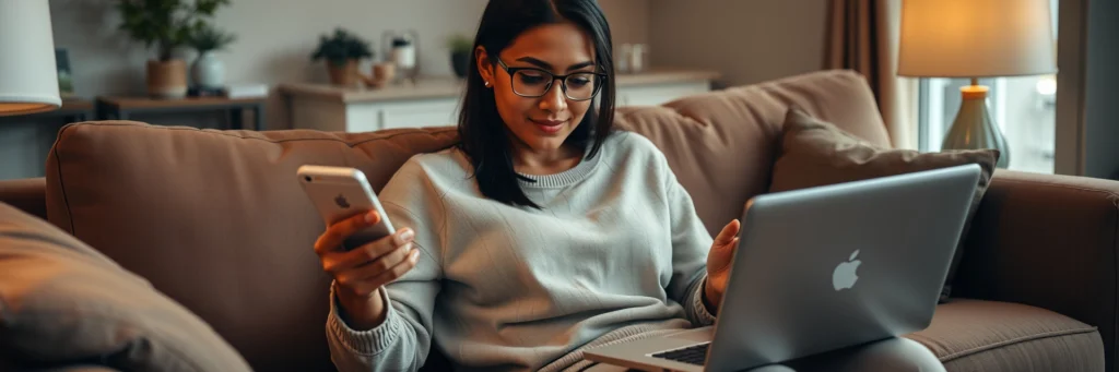 Woman Completing Microtasks and Surveys from Home As a Flexible Side Hustle