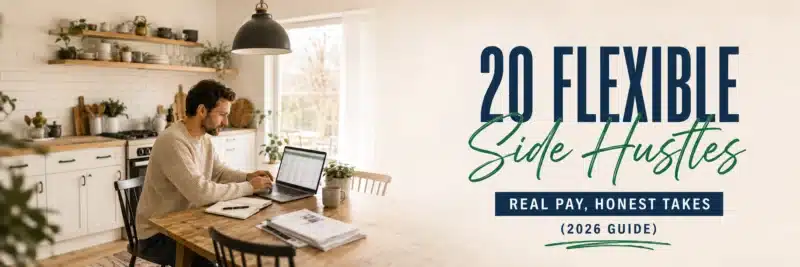 20 flexible side hustles: planning income streams at a kitchen table"
