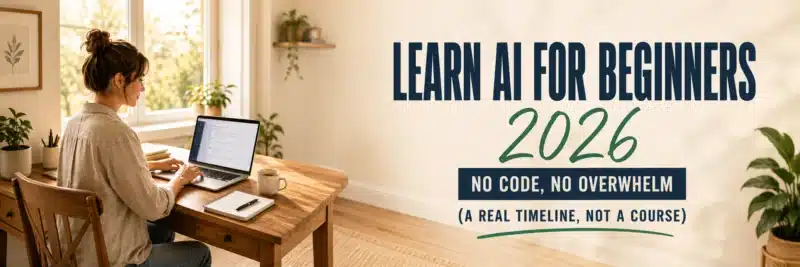 Learn AI for beginners 2026 on a laptop at a home desk