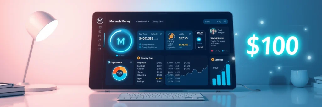 AI Budget Tools: Track and Save Smarter in 2025 4 Digital dashboard with Monarch Money syncing accounts, symbolizing easy AI budget tool setup for 2025 savings