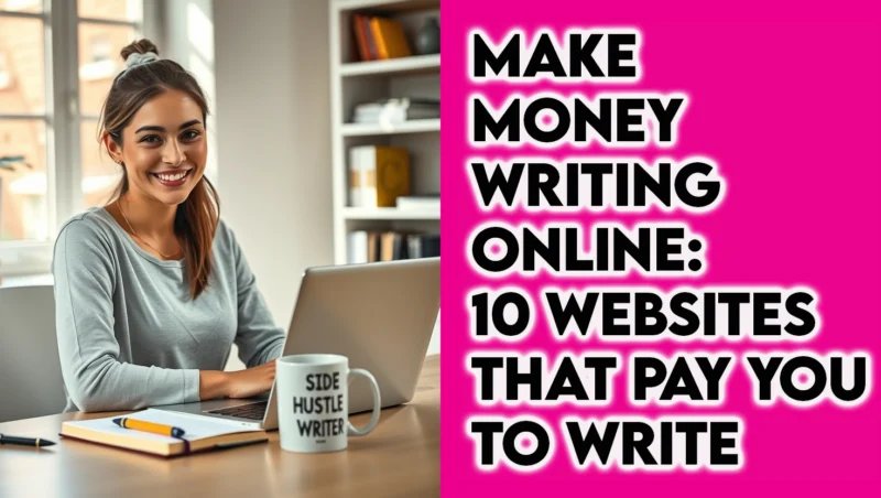 Woman at home office writing on laptop as part of a side-hustle for making money online