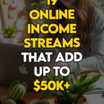 Creative entrepreneur reviewing her online income stream tracker.