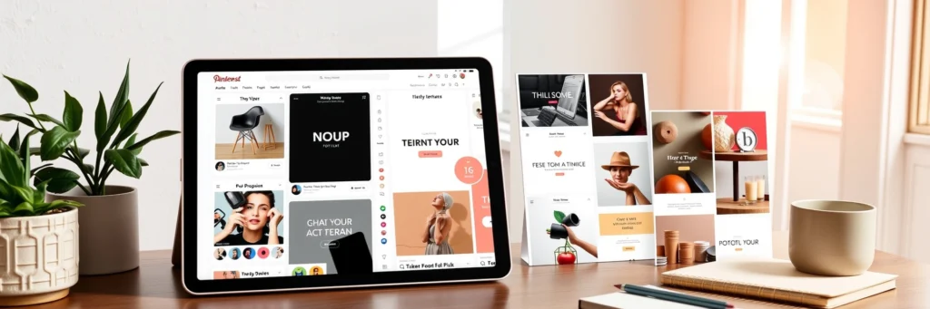 10 Amazing High-Profit Digital Products You Can Create in a Weekend: Pinterest Seller's Guide for 2025 4 Collection of professional Pinterest pin templates displayed on tablet with design elements and customization options visible