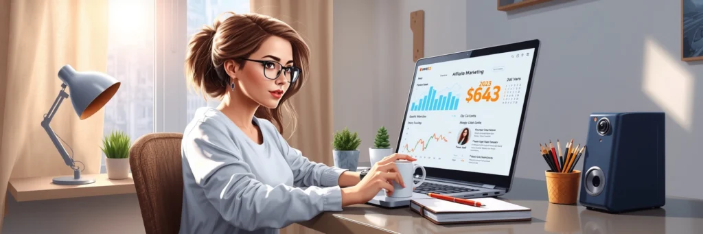 Blog Monetization Methods Comparison 2025 Results: 5 Proven Strategies Tested 4 Female blogger reviewing affiliate marketing earnings of $643 in 2025