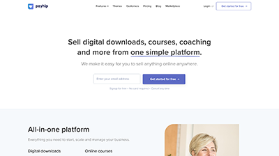 Official Payhip Homepage Screenshot