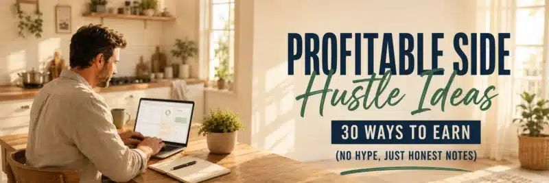Man planning profitable side hustle ideas on a laptop