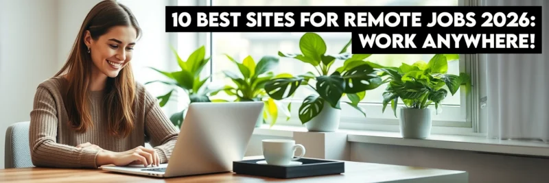 A professional woman working on her laptop in a bright home office, highlighting remote jobs 2026 opportunities.