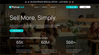 Official Thrivecart Homepage Screenshot