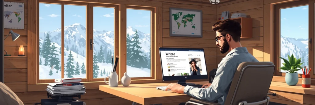 FREE Remote Jobs 2025 Guide: Proven Websites for Anywhere-in-the-World Remote Jobs 5 Digital nomad using Working Nomads in a mountain cabin in 2025