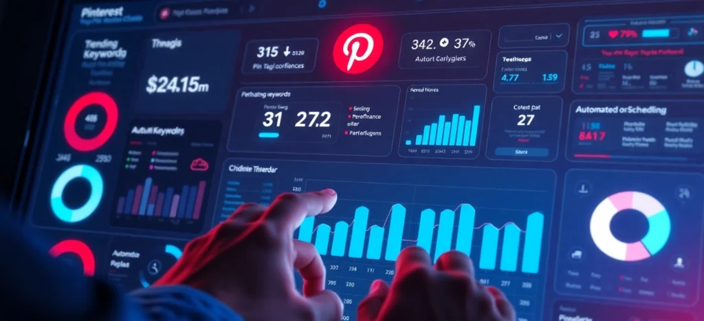 AI Powered Pinterest: Incredible Traffic Generation System for Side Hustlers in 2025 2 Pinterest marketing dashboard showing analytics and automated pin scheduling