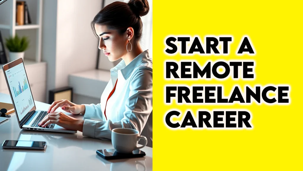 A photorealistic illustration of a social media manager reviewing Instagram analytics on a laptop, showcasing freelance jobs with no experience for starting freelancing in 2025