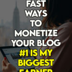 A successful blogger enjoying the freedom of a monetized website with a city view.