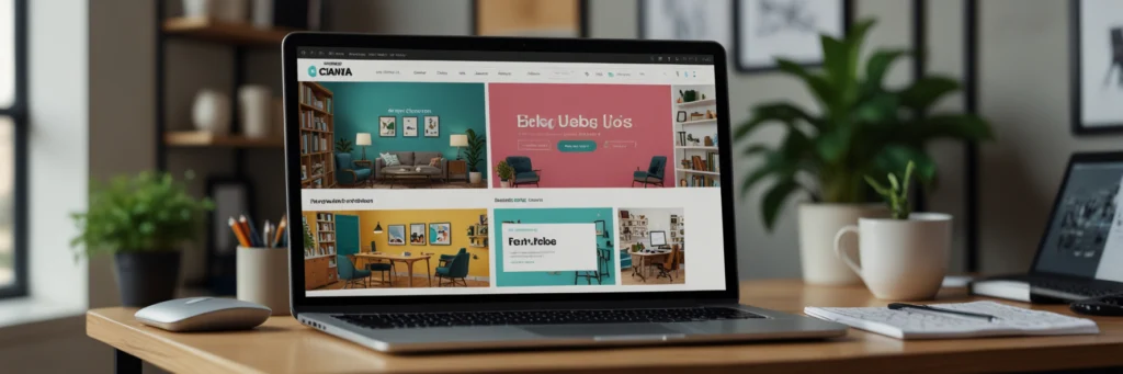 Freelance Graphic Design for Beginners — Launch Your Creative Career From Home (2025) 6 A semi-stylized digital art of a laptop showing a Fiverr graphic design job listing, highlighting Canva designer jobs and remote graphic design work for beginners in 2025.