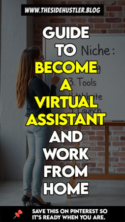 A woman presenting seven steps to become a virtual assistant for beginners.
