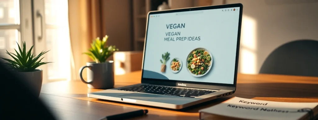 a Photorealistic Image of a Blogger Using Ubersuggest for Keyword Research, Showcasing Beginner Seo Tips for Bloggers and Seo for Bloggers in 2025