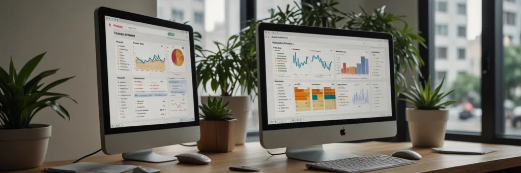 Social Media Manager Mastery: Launch Your Freelance Career in 2025 3 A photorealistic image of a computer screen showing a Tailwind Pinterest dashboard, illustrating freelance Pinterest manager and how to find social media clients in 2025.