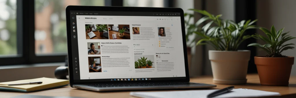 Freelance Writing Jobs from Home (2025 Guide) — Start Freelance Writing With No Experience 3 A photorealistic image of a computer screen showing a WordPress portfolio with blog posts, illustrating freelance writing for beginners building a portfolio to land freelance writing jobs from home in 2025.