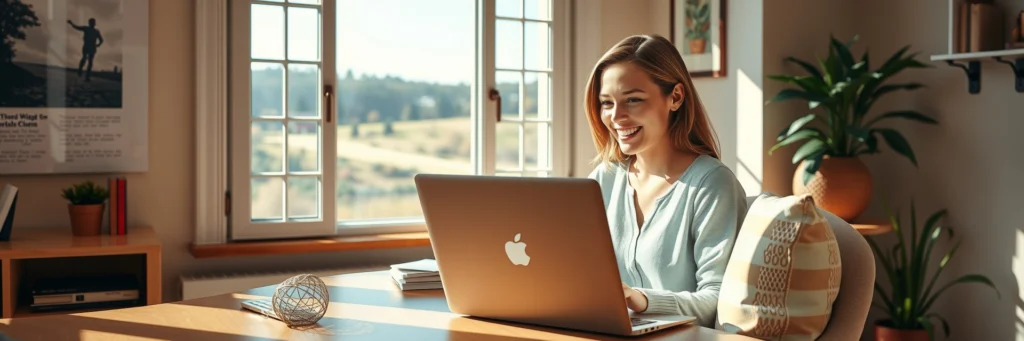 Person Working Remotely from a Cozy Home Office, Embodying the Flexible Lifestyle of a Remote Freelance Career.