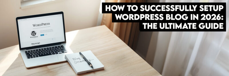 A professional and minimalist desk setup prepared to setup wordpress blog for the first time.