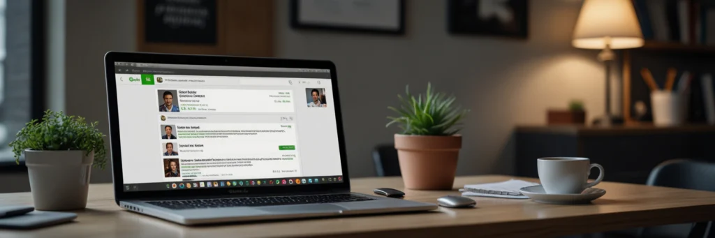 Social Media Manager Mastery: Launch Your Freelance Career in 2025 5 A semi-stylized digital art of a laptop showing an Upwork social media job listing, highlighting social media VA jobs and how to find social media clients in 2025.