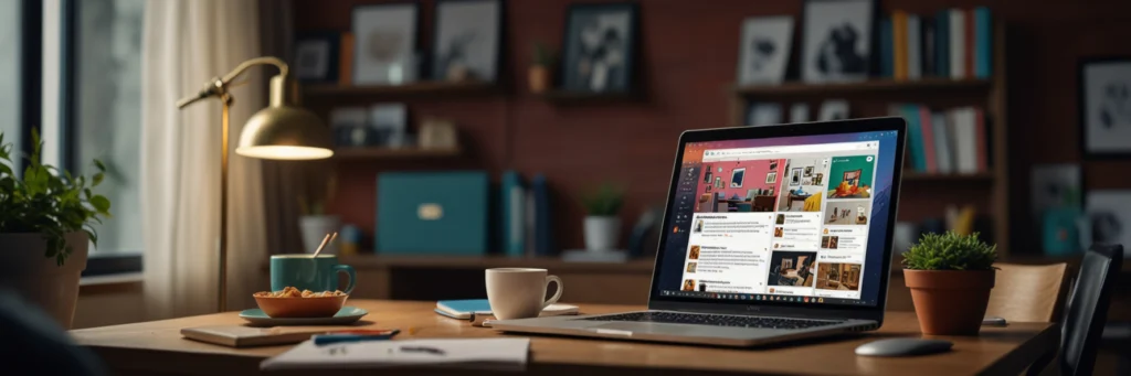 How to Quickly Become a Virtual Assistant from Home in 2025 (Even With No Experience) 3 A semi-stylized illustration of a virtual assistant creating a social media post in Canva, showcasing VA services to offer and how to start a virtual assistant business for beginners in 2025.