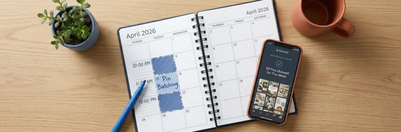 A desk calendar showing a scheduled weekly pinning routine, part of a beginner pinterest traffic strategy.