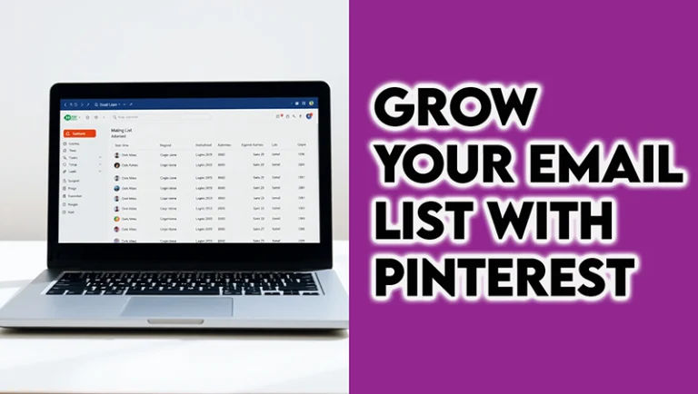 Laptop screen showing email marketing dashboard with subscriber mailing list in a clean professional layout