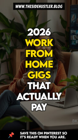 Woman browsing high-paying remote job gigs for 2026 on her computer.