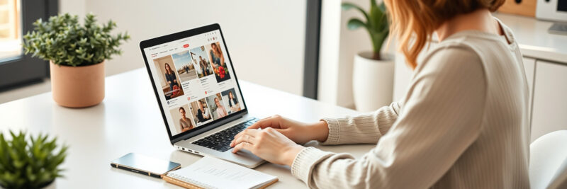 Woman planning her niche and setting up a Pinterest account for blogging