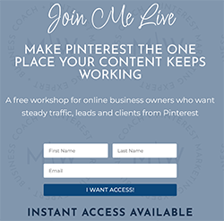 Join the Free trianing workshop by Meagan Williamson who teaches you Pinterest