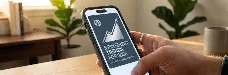 A smartphone displaying a high-contrast Pinterest pin, showing how to design for the Pinterest algorithm in 2026.