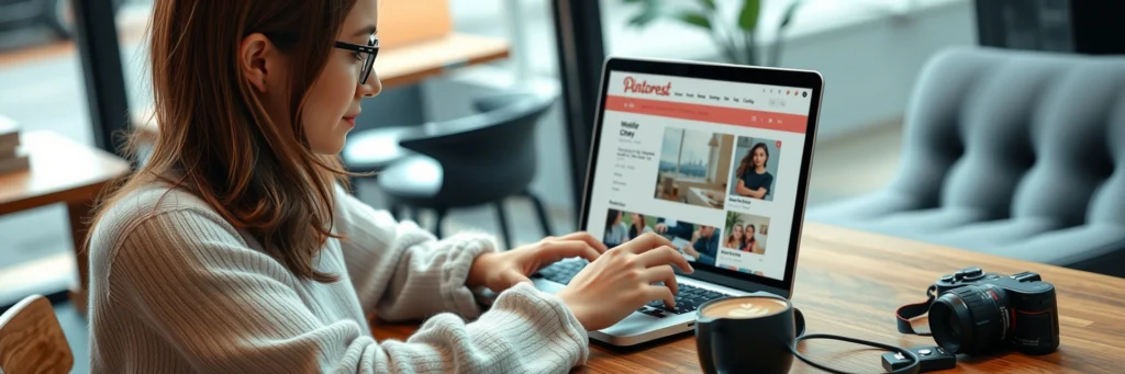 Pinterest-business-account-setup | Thesidehustler.blog Illustration of a Person Setting Up a Pinterest Business Account for Bloggers.