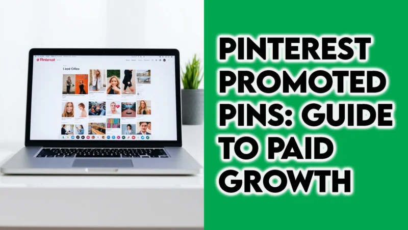 Laptop Displaying Pinterest Promoted Pins on Screen, Showcasing Colorful Pin Grid for Marketing and Advertising  Thesidehustler.blog
