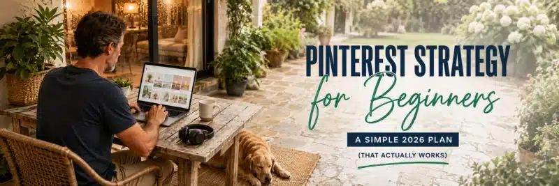 Man building a Pinterest strategy for beginners on a laptop