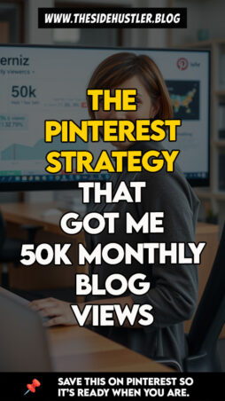 A remote worker earning a flexible income from a beautiful balcony with a mountain view. Woman reviewing her Pinterest strategy dashboard showing a spike in blog traffic.