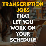 Woman balancing transcription work and a flexible lifestyle.