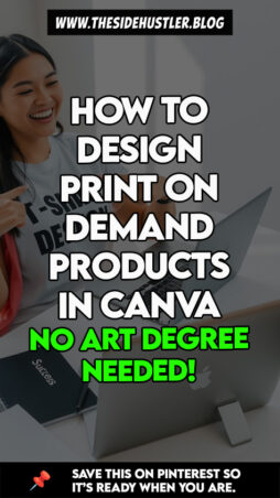 A remote worker earning a flexible income from a beautiful balcony with a mountain view. A woman successfully designing a print-on-demand t-shirt using Canva.