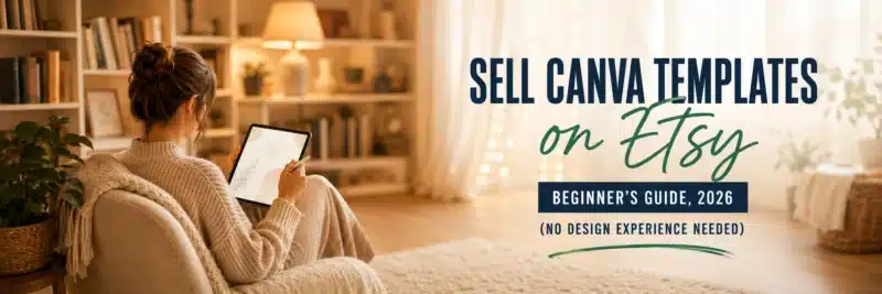 Woman designing Canva templates on Etsy on a tablet